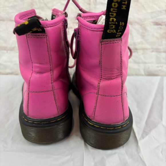Dr. Martens Girls Junior 2 Pink Leather 1460 Lace-up Combat Boots - Picture 12 of 13